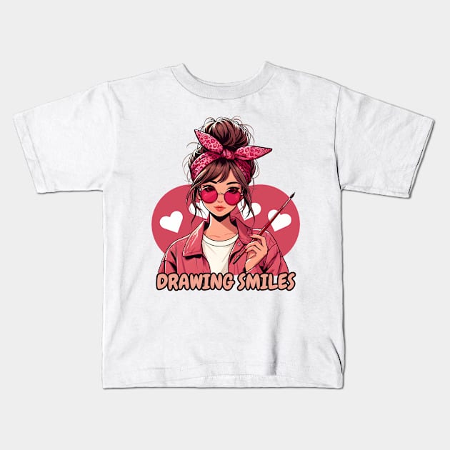 Artist lady Kids T-Shirt by Japanese Fever